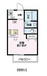 ヴィラ　アリエッティ 2階ワンルームの間取り