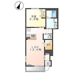 ランドマークレイ 1階1LDKの間取り