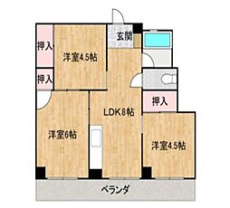 ハイツ蔵王（1・2・3・4号棟） 3階3DKの間取り