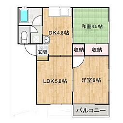 コーポ平川Ａ・Ｂ 2階3DKの間取り
