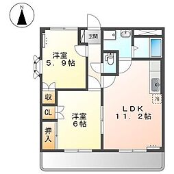 コンフォールパレス 3階2LDKの間取り