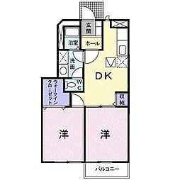 シャングリラＥ 1階2DKの間取り