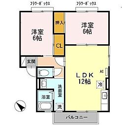 ドミール貴幸　Ａ棟 2階2LDKの間取り
