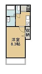 フリージア荒川 2階1Kの間取り