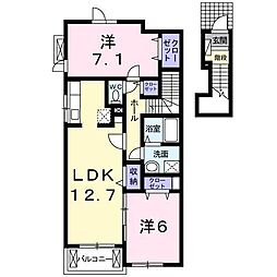 サンリット・スクエアＤ 2階2LDKの間取り
