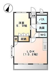 グリシ―ナ 1階1LDKの間取り