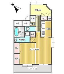 ダイアパレス宝町リージェント 5階1LDKの間取り