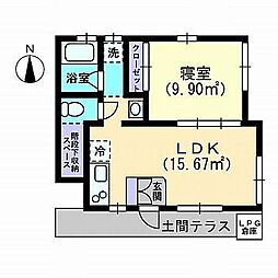 八朔ハウス 1階1LDKの間取り