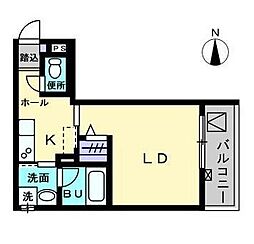 Maison　de　QuatreIII（メゾン　ド　キャトル 2階1Kの間取り