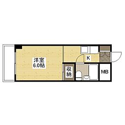 東福山駅前ビル 5階1Kの間取り