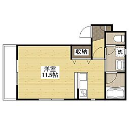ポルシェ松浜 4階ワンルームの間取り