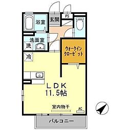リビングタウン福山東　Ｂ棟 3階ワンルームの間取り