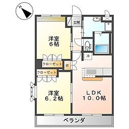 フリーデン 2階2LDKの間取り