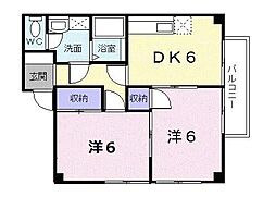 エミネンスきさらぎ 2階2DKの間取り