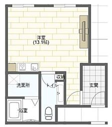 ボーベル西神島 5階ワンルームの間取り