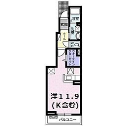 サンライトグレイスIII・IV 1階ワンルームの間取り