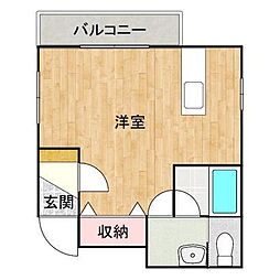 chiffon-K 1階ワンルームの間取り