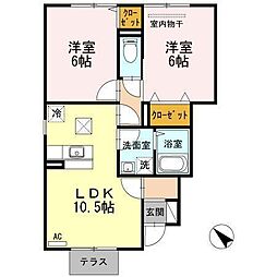 コンフォート東川口　Ｂ棟 1階2LDKの間取り