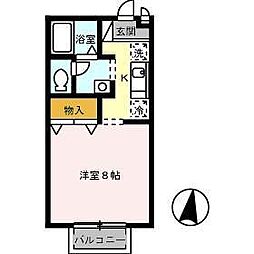 ヴィラ2 1Kの間取図画像