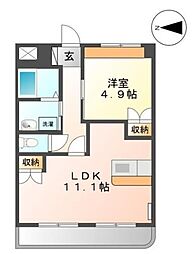 メルヴェール西深津 1LDKの間取図画像