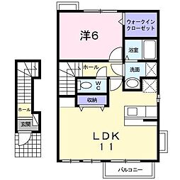 メゾネットアイB 1Kの間取図画像