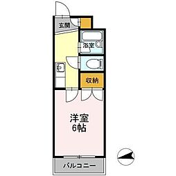 平成第2ビル 1Kの間取図画像