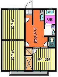 オリーブコート曙B 3DKの間取図画像