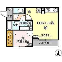 D-residence南蔵王町1丁目E 1LDKの間取図画像