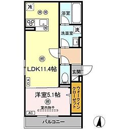 D-residence南蔵王町1丁目E 1LDKの間取図画像
