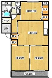 サンオーレみち 3LDKの間取図画像