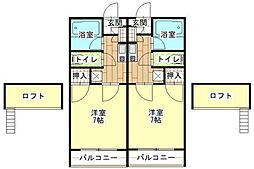 シャンドール東福山 1Kの間取図画像