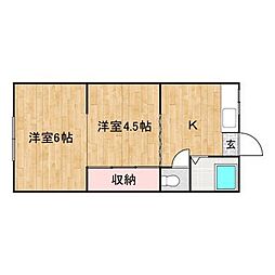 明和マンション 2DKの間取図画像