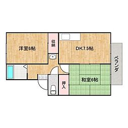 フジイコーポ 2DKの間取図画像