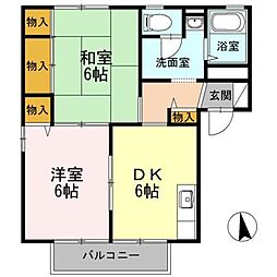 ラ・トーレA 2DKの間取図画像