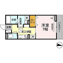 ウィステリア 1Kの間取図画像