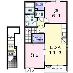 ジェルメB 2LDKの間取図画像