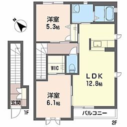 パルテールA 2LDKの間取図画像