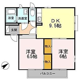 クリスタルガーデン1 2LDKの間取図画像
