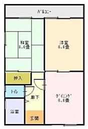 世良アパート 2DKの間取図画像