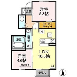 モンテアジュール3 2LDKの間取図画像