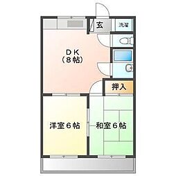ディアコート川口 2DKの間取図画像