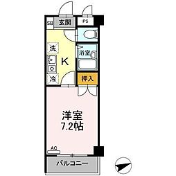 セジュール浦上 1Kの間取図画像