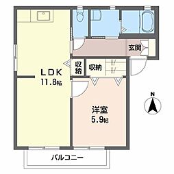サザンコーポラスC 1LDKの間取図画像