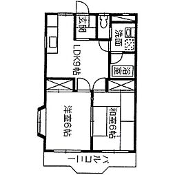 サンオーレ城北 2LDKの間取図画像