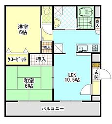 サンオーレせんだ 2LDKの間取図画像