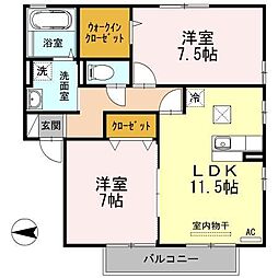 フォレストコートA 2LDKの間取図画像