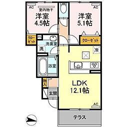 クレア 2LDKの間取図画像