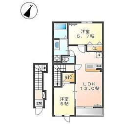 サクラーレ 2LDKの間取図画像