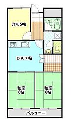 駒金屋10マンション 3DKの間取図画像