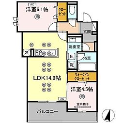 -residence Amitie 2LDKの間取図画像